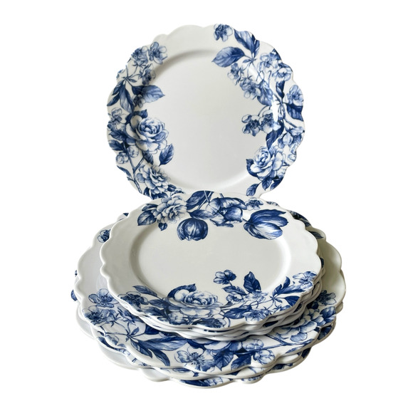 Rachel Ashwell Farmhouse Blue Floral Melamine Salad Plates 9in Set of 4 NEW - Picture 15 of 15